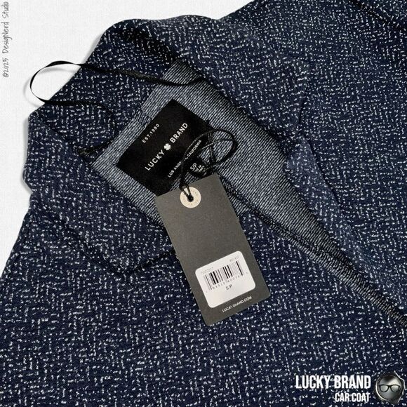 LUCKY BRAND CLASSIC LONG LINE CAR COAT IN AMERICAN NAVY BLUE WOMEN’S SIZE SMALL - Picture 11 of 14